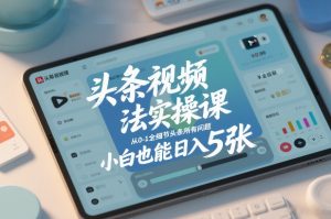 头条视频玩法实操课，从0-1全细节头条所有问题，小白也能日入5张-万象聊项目