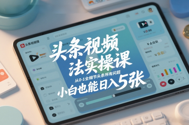 头条视频玩法实操课，从0-1全细节头条所有问题，小白也能日入5张-万象聊项目