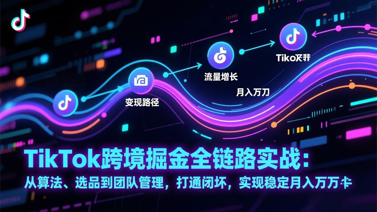 TikTok跨境掘金全链路实战：从算法、选品到团队管理，打通闭环，实现稳定月入万刀-万象聊项目