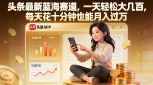 头条最新蓝海赛道，一天轻松大几张，每天花十分钟也能月入过1W【揭秘】-万象聊项目