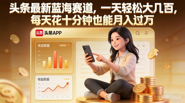 头条最新蓝海赛道，一天轻松大几张，每天花十分钟也能月入过1W【揭秘】-万象聊项目