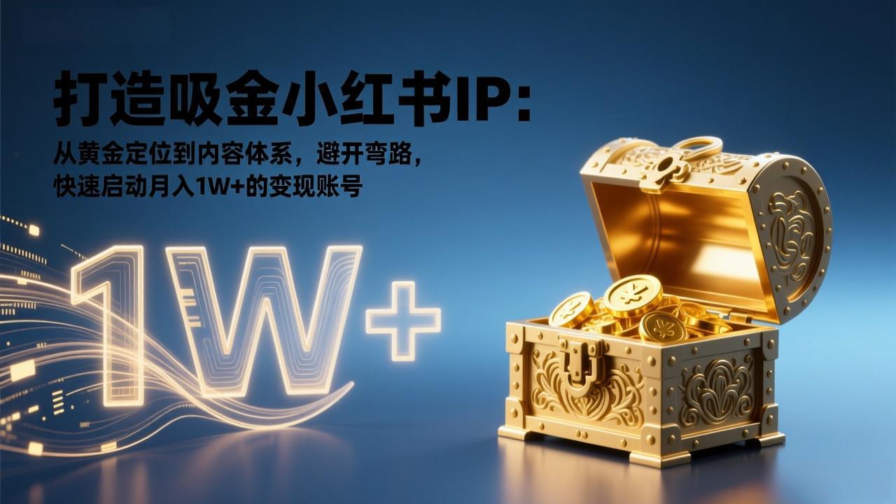 打造吸金小红书IP：从黄金定位到内容体系，避开弯路，快速启动月入1W+的变现账号-万象聊项目