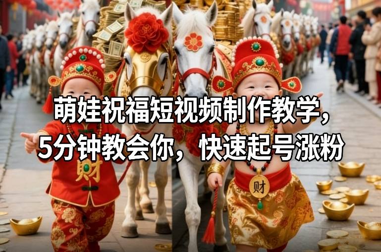 萌娃祝福短视频制作教学，5分钟教会你，快速起号涨粉-万象聊项目