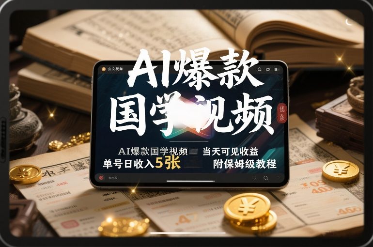 AI爆款国学视频，独家起号方法，小白直接上手，当天可见收益，单号日收入5张+附保姆级教程-万象聊项目