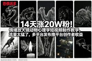 14天涨20W粉！情绪放大镜动物心理学短视频制作教学，流量太猛了，多平台发布撸平台创作者收益-万象聊项目