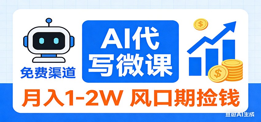 2026告别打工！AI 代写微课，提供免费渠道，月入 1-2W 风口期捡钱-万象聊项目