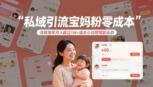 私域引流宝妈粉零成本流程简单月入超过1W+适合小白想做副业的-万象聊项目