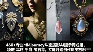 460+专业Midjourney珠宝摄影AI提示词戒指,项链-耳环-手链-宝石等,立即开始创作珠宝艺术-万象聊项目
