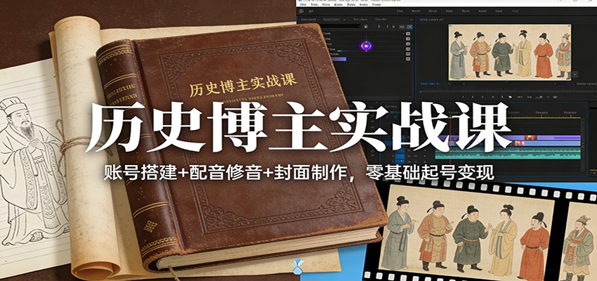 历史博主实战课：账号搭建+配音修音+封面制作，零基础起号变现-万象聊项目