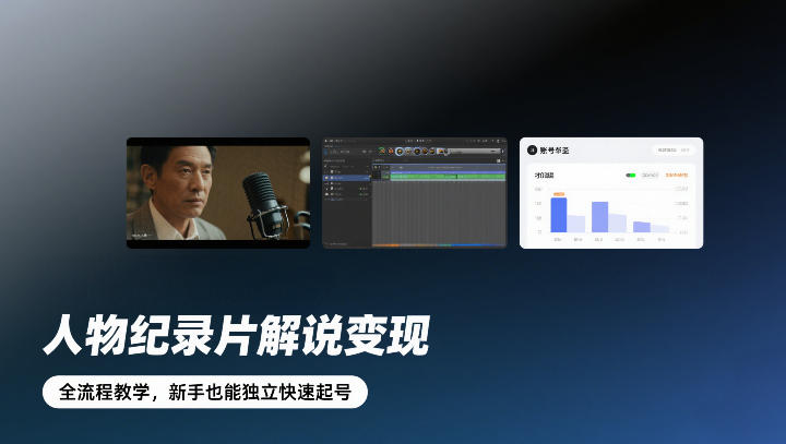 人物纪录片解说变现，全流程教学，新手也能独立快速起号-万象聊项目