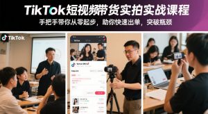 TikTok短视频带货实拍实战课程，手把手带你从零起步，助你快速出单，突破瓶颈-万象聊项目