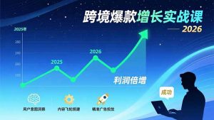 跨境爆款增长实战课，教授用户意图洞察、内容飞轮搭建、精准广告投放，助力卖家2026年利润倍增-万象聊项目
