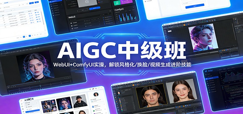 AIGC中级班：WebUI+ComfyUI实操，解锁风格化/换脸/视频生成进阶技能-万象聊项目