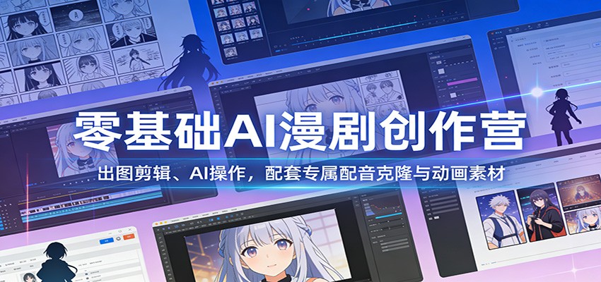 零基础AI漫剧创作营：出图剪辑、AI操作，配套专属配音克隆与动画素材-万象聊项目