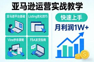 亚马逊运营实战教学，亚马逊平台+Listing优化+Vine秒杀+FBA发货等，快速上手，实现店铺月利润1W-万象聊项目