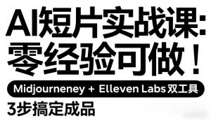AI短片实战课:零经验可做,Midjourney+ElevenLabs双工具,3步搞定成品-万象聊项目