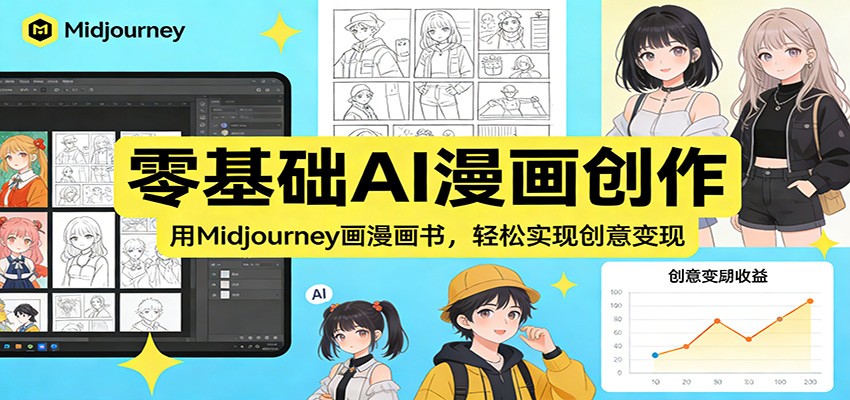 零基础AI漫画创作：用Midjourney画漫画书，轻松实现创意变现-万象聊项目