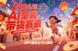 AI童装新春带货赛道，一部手机0成本狂销1.2万件喜提20W+，3步0基础也可以爆单-万象聊项目