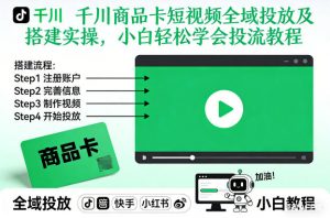 千川商品卡短视频全域投放及搭建实操，小白轻松学会投流教程(更新26年2月)-万象聊项目