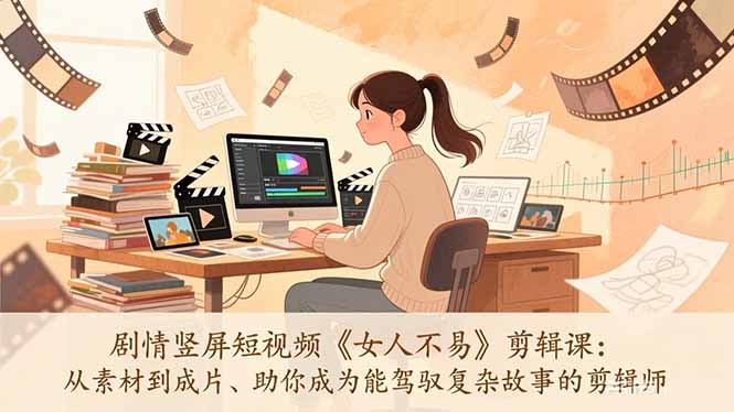 剧情竖屏短视频《女人不易》剪辑课：从素材到成片、助你成为能驾驭复杂故事的剪辑师-万象聊项目