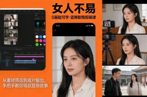 0基础可学!《女人不易》竖屏剧情剪辑课,从素材筛选到成片输出,手把手教你驾驭复杂故事-万象聊项目