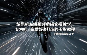 炫酷机车短视频剪辑实操教学，专为机车爱好者打造的干货教程，零基础也能轻松上手-万象聊项目