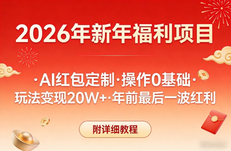 新年福利项目，AI红包定制，操作0基础，玩法变现20W+年前最后一波红利，附详细教程-万象聊项目