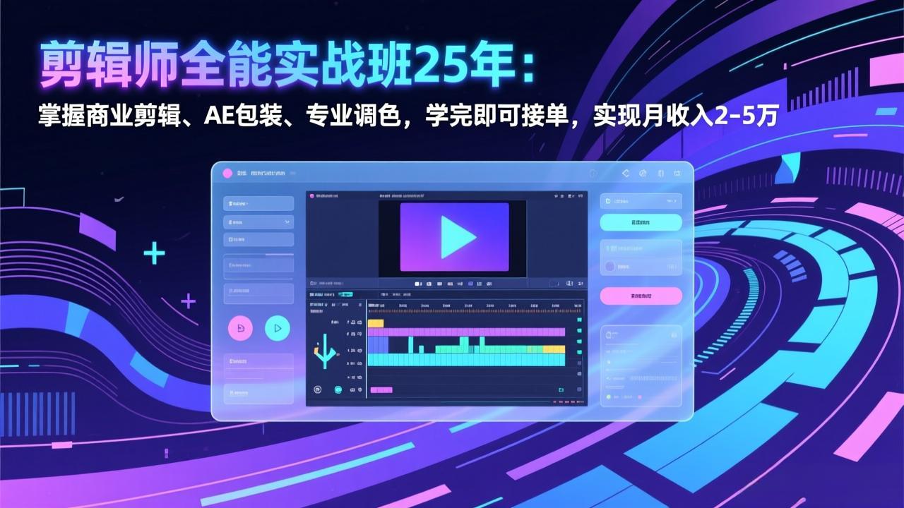 剪辑师全能实战班25年：掌握商业剪辑、AE包装、专业调色，学完即可接单，实现月收入2-5万-万象聊项目