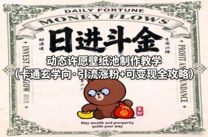 动态许愿壁纸池制作教学(卡通玄学向·引流涨粉+可变现全攻略)-万象聊项目