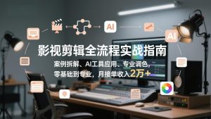 影视剪辑全流程实战指南,案例拆解、AI工具应用、专业调色,零基础到专业,月接单收入2万+-万象聊项目
