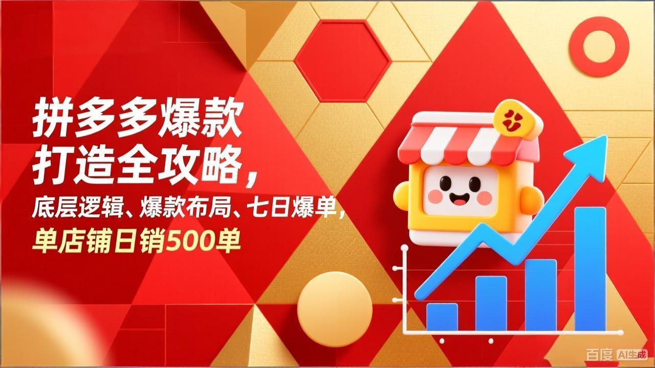拼多多爆款打造全攻略，底层逻辑、爆款布局、七日爆单，单店铺日销500单-万象聊项目
