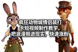 疯狂动物城情侣装打卡短视频制作教学,把浪漫照进现实,快速涨粉-万象聊项目