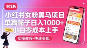 小红书女粉黑马项目，单篇帖子日入1k+，小白零成本上手-万象聊项目