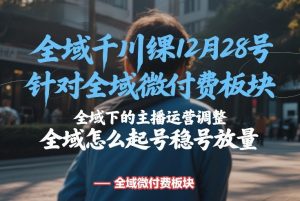 全域千川线下课12月28号,针对全域微付费板块,全域下的主播运营调整,全域怎么起号稳号放量-万象聊项目