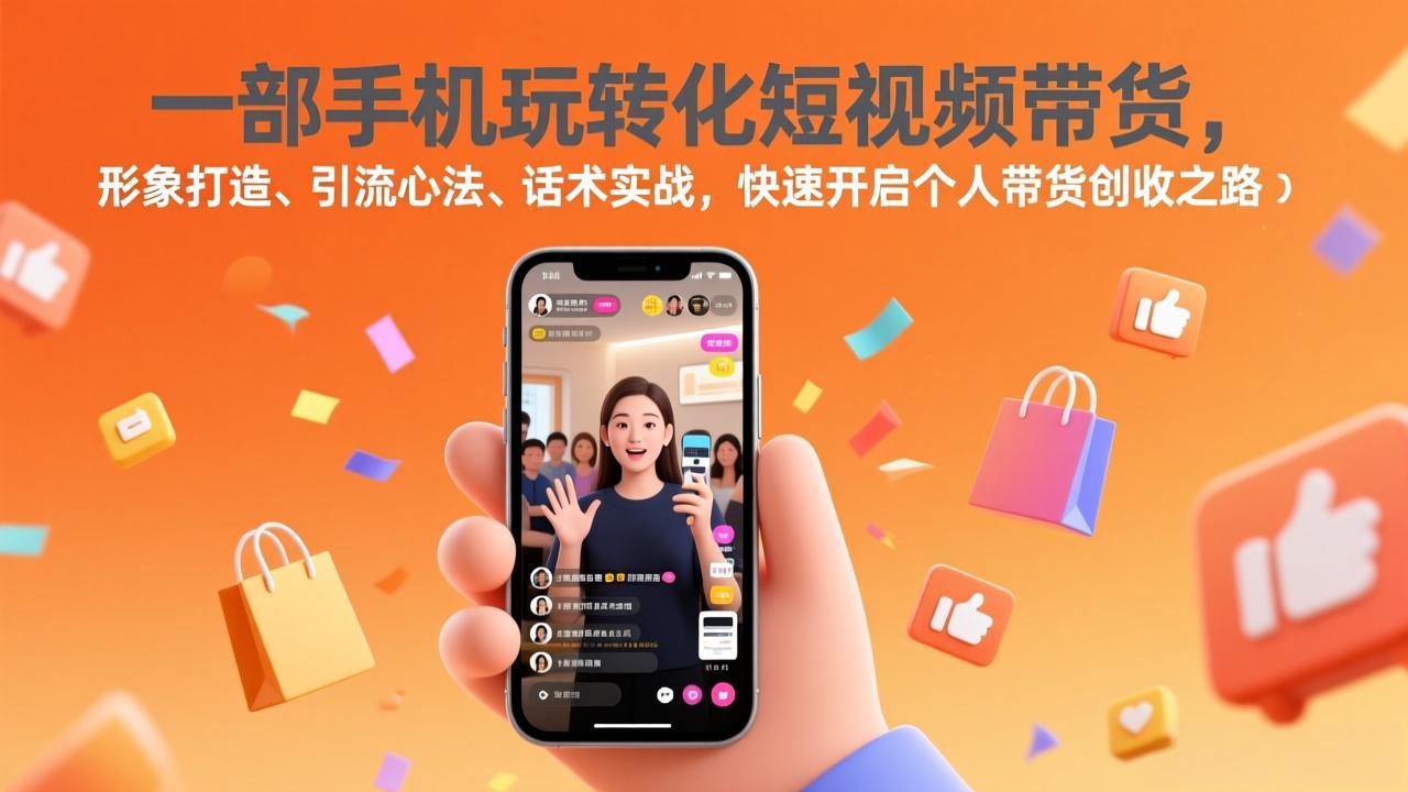 一部手机玩转化短视频带货，形象打造、引流心法、话术实战，快速开启个人带货创收之路-万象聊项目