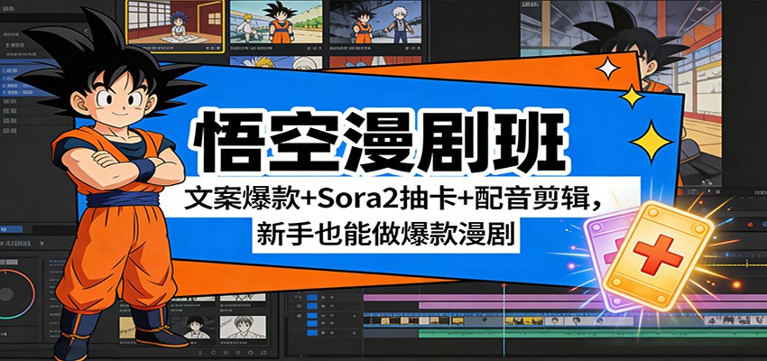 悟空漫剧班：文案爆款+Sora2抽卡+配音剪辑，新手也能做爆款漫剧-万象聊项目