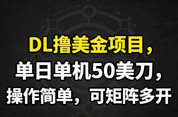 DL撸美金项目，单日单机50美刀，操作简单，可矩阵多开-万象聊项目