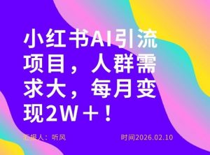 她通过这个AI项目每月做到2W＋的收入，最新小红书AI项目，人群需求大！-万象聊项目