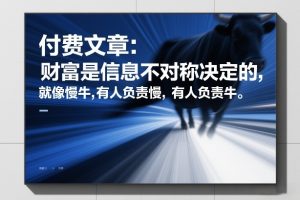 付费文章：财富是信息不对称决定的，就像慢牛，有人负责慢，有人负责牛-万象聊项目
