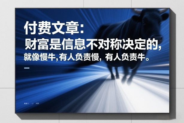 付费文章：财富是信息不对称决定的，就像慢牛，有人负责慢，有人负责牛-万象聊项目