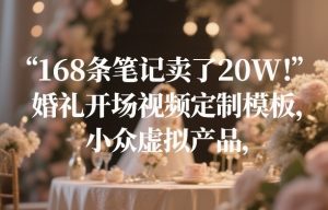168条笔记卖了20W！婚礼开场视频定制模板，小众虚拟产品-万象聊项目