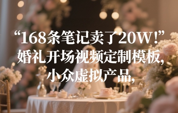 168条笔记卖了20W！婚礼开场视频定制模板，小众虚拟产品-万象聊项目