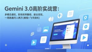 Gemini 3.0高阶实战营:多模态通吃、职场效率翻倍、副业变现,一周跑通月入两万(教程+飞书资料-万象聊项目