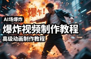 AI场景爆炸视频制作教程，利用人物实拍视频制作出高级的动画特效-万象聊项目