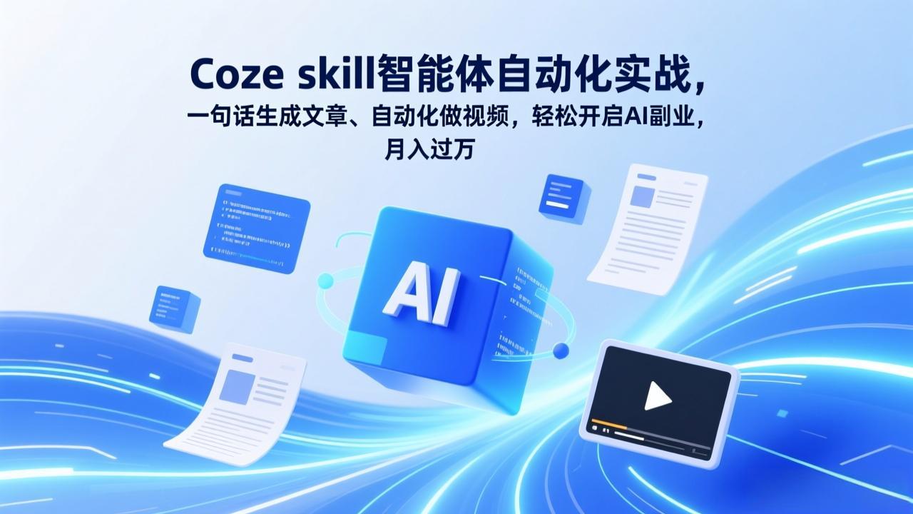 Coze skill智能体自动化实战，一句话生成文章、自动化做视频，轻松开启AI副业，月入过万-万象聊项目