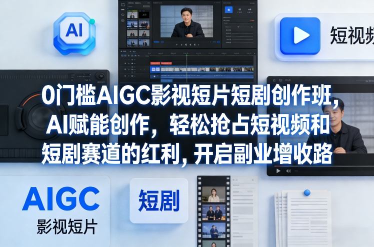 0门槛AIGC影视短片短剧创作班，AI赋能创作，轻松抢占短视频和短剧赛道的红利，开启副业增收路-万象聊项目