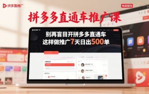 拼多多直通车推广课，别再盲目开拼多多直通车，这样做推广7天日出500单-万象聊项目