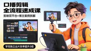 口播剪辑全流程速成课,剪映双平台+博主案例拆解,学完独立出片效率提升3倍-万象聊项目