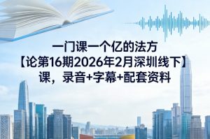一门课一个亿的法方论第16期2026年2月深圳线下课,录音+字幕+配套资料-万象聊项目