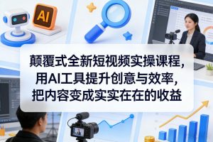 颠覆式全新短视频实操课程，用AI工具提升创意与效率，把内容变成实实在在的收益-万象聊项目